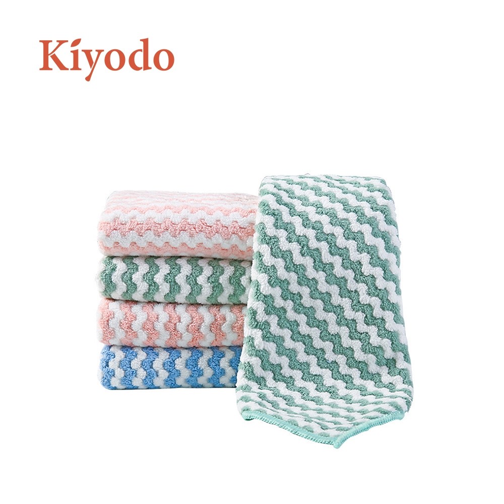 Kiyodo珊瑚絨波浪抹布(粉/藍/綠 三色)