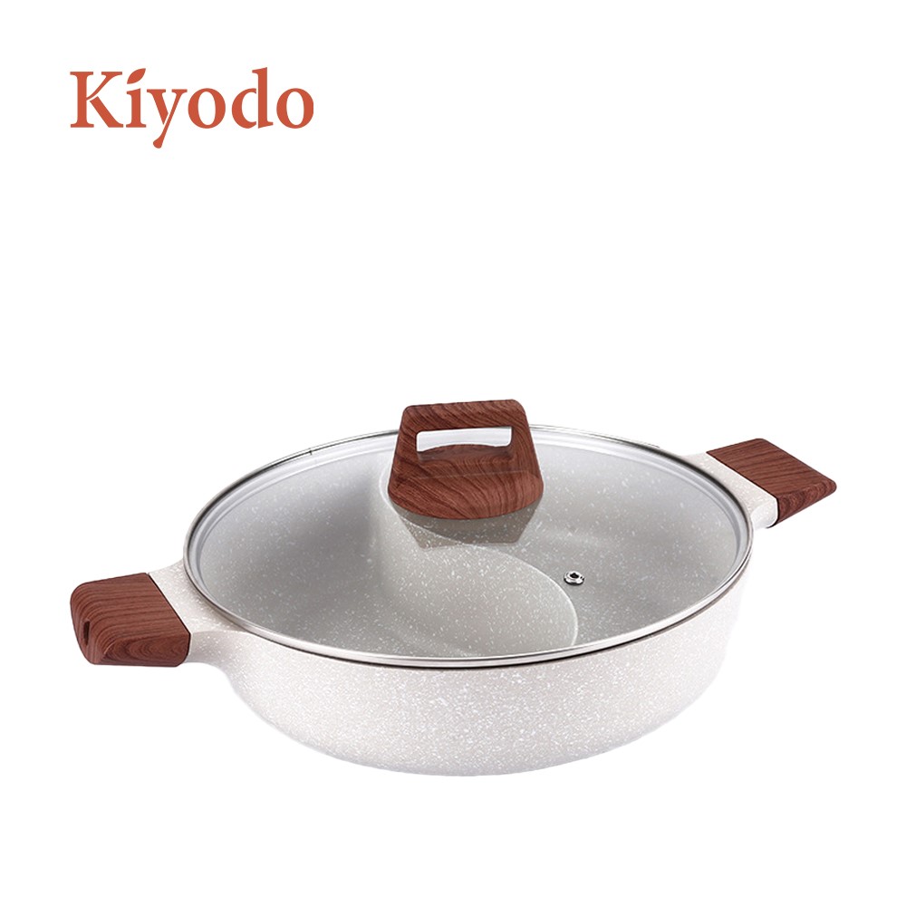 Kiyodo麥飯石鴛鴦鍋28cm(白色)