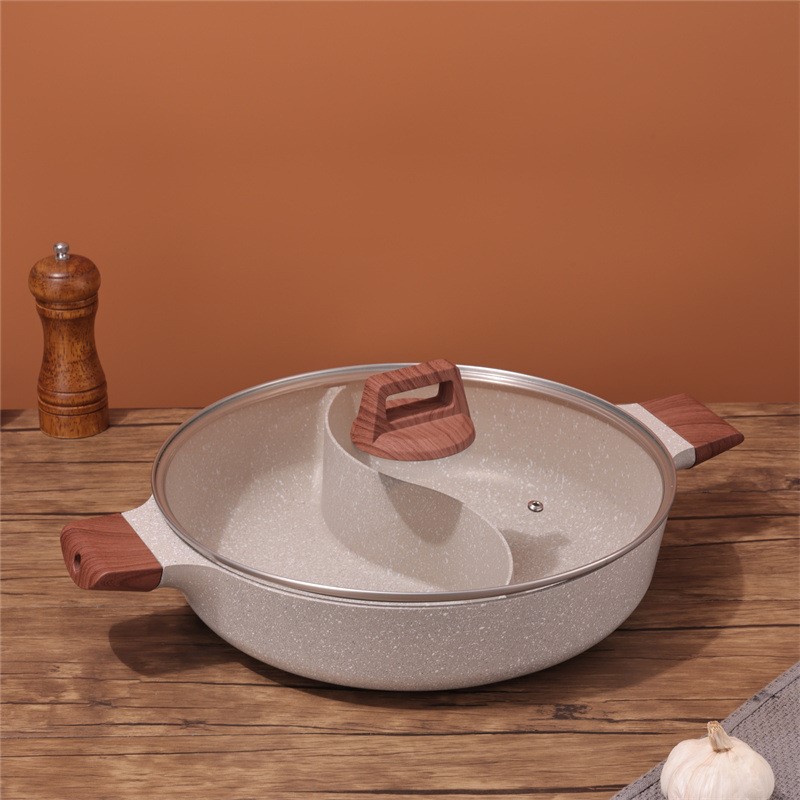 Kiyodo麥飯石鴛鴦鍋28cm(白色)