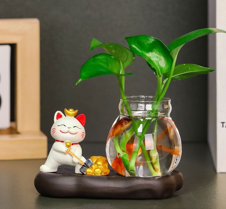 Kiyodo招財貓水培植物擺件
