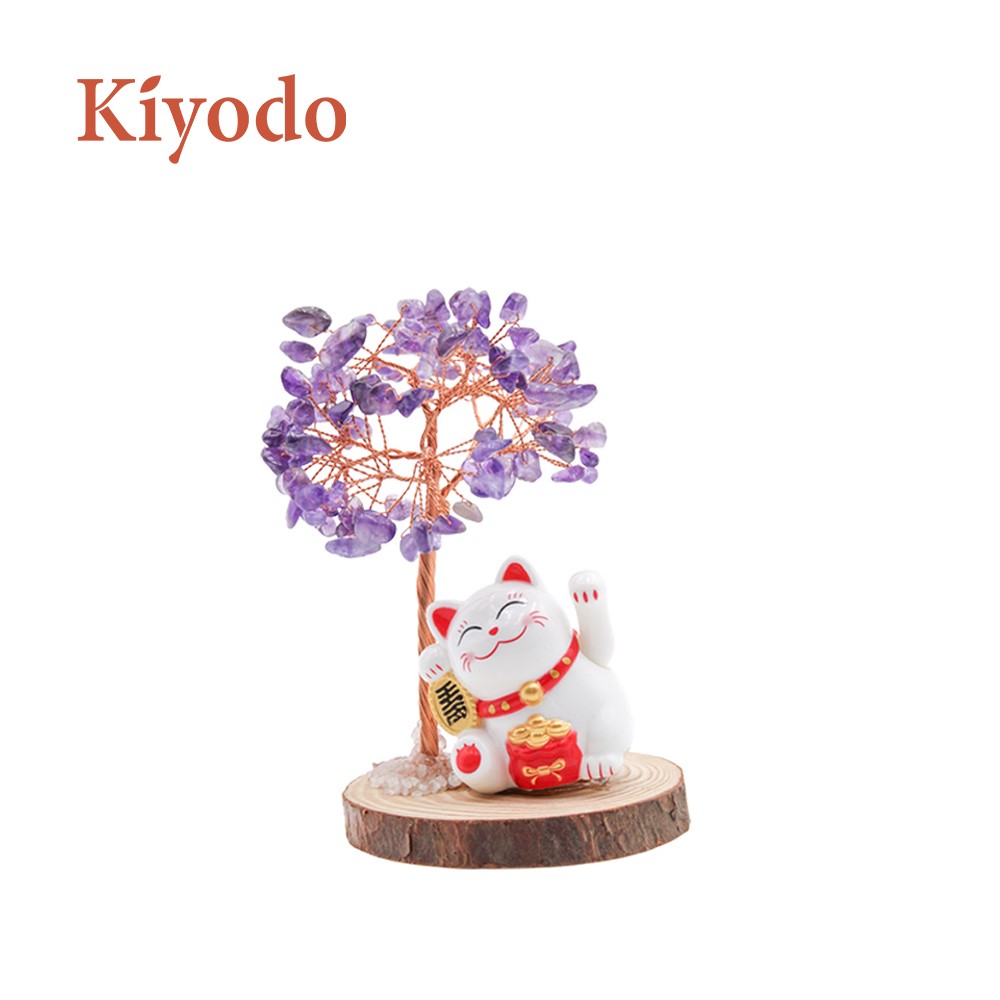 Kiyodo招財貓水晶樹擺件