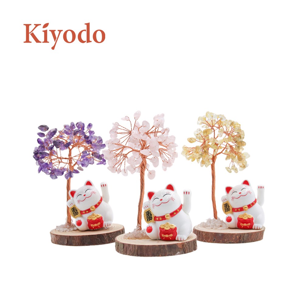 Kiyodo招財貓水晶樹擺件