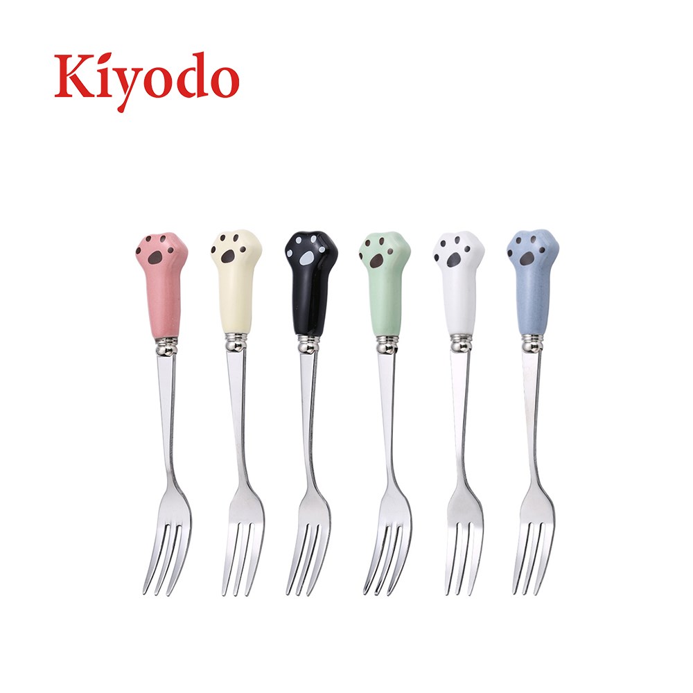 KIYODO瓷柄貓爪水果叉3入