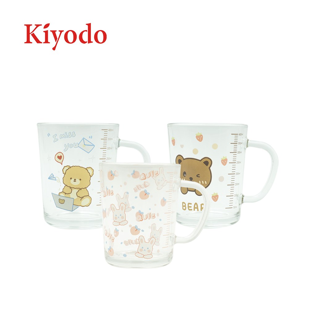 KIYODO萌園玻璃馬克杯400ml(Q熊/萌兔/熊Bear)