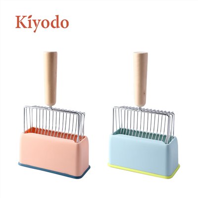 Kiyodo 不銹鋼貓砂鏟-含座