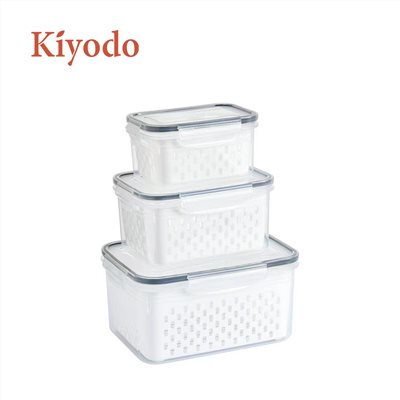 KIYODO密封瀝水保鮮盒組(長方)